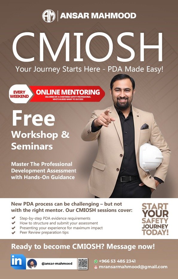 CMIOSH PDA — Free Workshop & Seminars Online Mentoring by Ansar Mahmood
